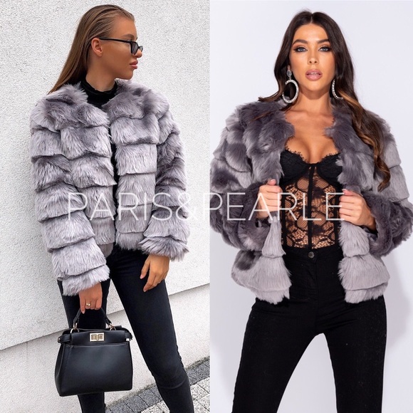 Harleston Gray Faux Fur Jacket - Picture 1 of 12